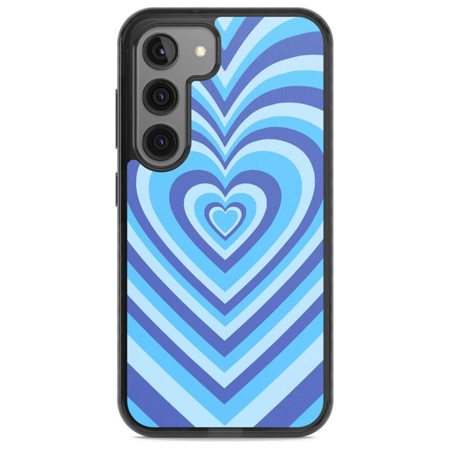 Blue Heart Illusion Phone Case Samsung S22 / Black Impact Case,Samsung S23 / Black Impact Case Blanc Space