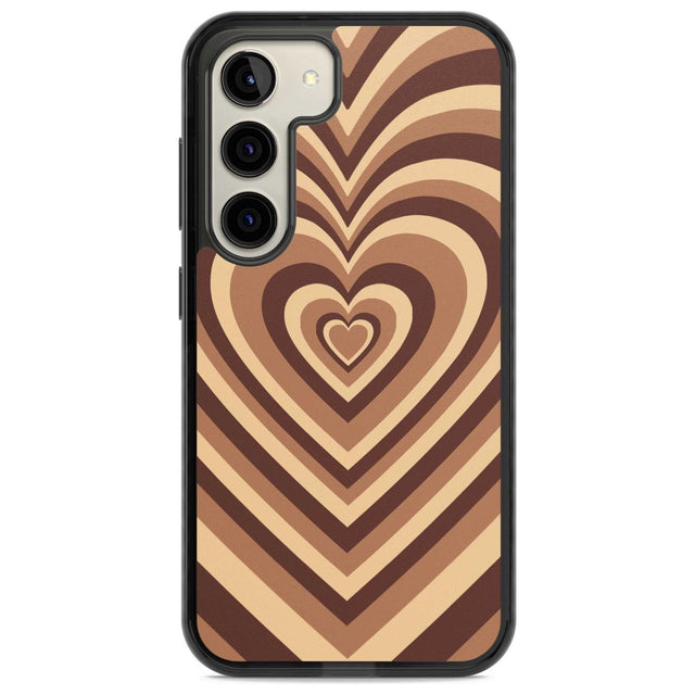 Latte Heart Illusion Phone Case Samsung S22 / Black Impact Case,Samsung S23 / Black Impact Case Blanc Space