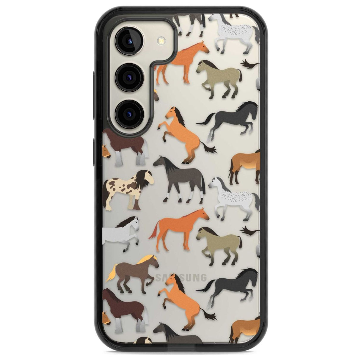 Horse Pattern Phone Case Samsung S22 / Black Impact Case,Samsung S23 / Black Impact Case Blanc Space