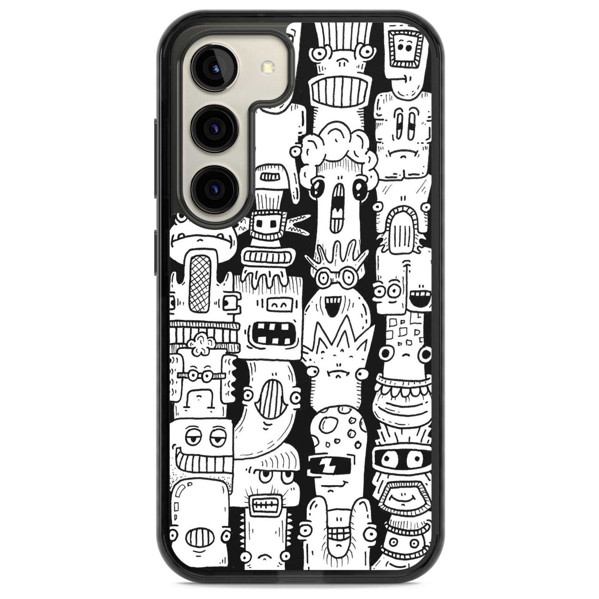 Monochrome Heads Phone Case Samsung S22 / Black Impact Case,Samsung S23 / Black Impact Case Blanc Space