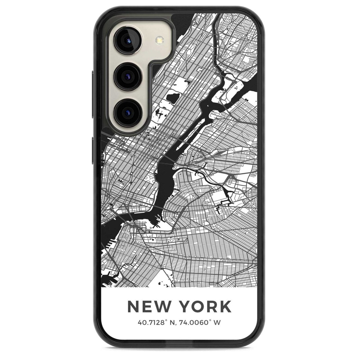 Map of New York, New York Phone Case Samsung S22 / Black Impact Case,Samsung S23 / Black Impact Case Blanc Space