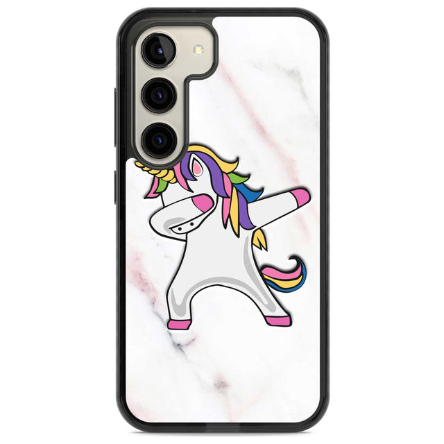 Designer Marble Unicorn Dab Phone Case Samsung S22 / Black Impact Case,Samsung S23 / Black Impact Case Blanc Space