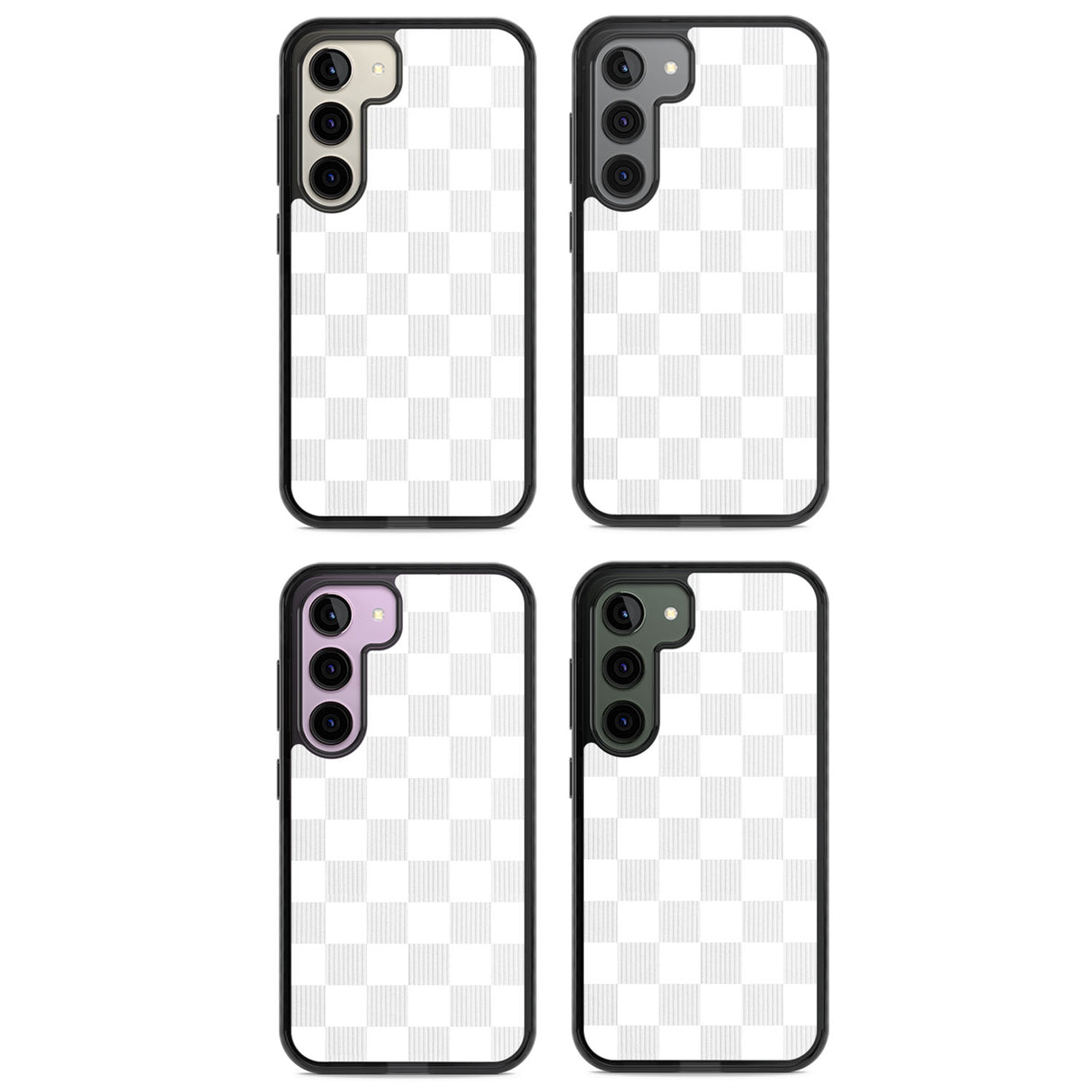 WHITE CHECKERED Impact Phone Case for Samsung Galaxy S24, Samsung Galaxy S23, Samsung Galaxy S22