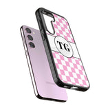 Personalised Monogrammed Pink Check Phone Case iPhone 15 Pro Max / Black Impact Case,iPhone 15 Plus / Black Impact Case,iPhone 15 Pro / Black Impact Case,iPhone 15 / Black Impact Case,iPhone 15 Pro Max / Impact Case,iPhone 15 Plus / Impact Case,iPhone 15 Pro / Impact Case,iPhone 15 / Impact Case,iPhone 15 Pro Max / Magsafe Black Impact Case,iPhone 15 Plus / Magsafe Black Impact Case,iPhone 15 Pro / Magsafe Black Impact Case,iPhone 15 / Magsafe Black Impact Case,iPhone 14 Pro Max / Black Impact Case,iPhone 1