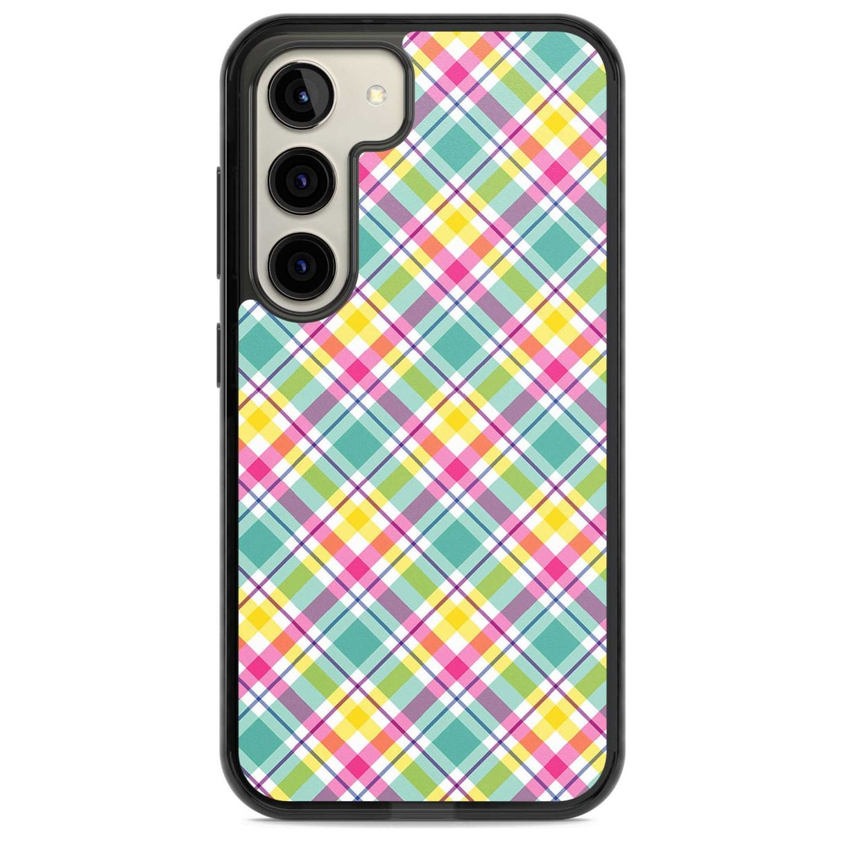 Crosshatch Plaid Phone Case Samsung S22 / Black Impact Case,Samsung S23 / Black Impact Case Blanc Space