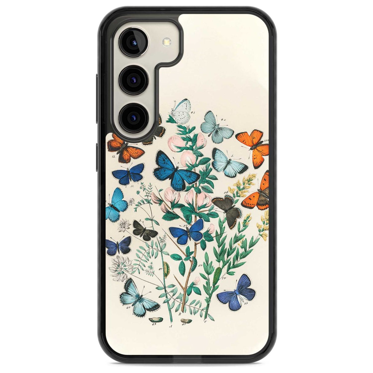 European Butterflies Phone Case Samsung S22 / Black Impact Case,Samsung S23 / Black Impact Case Blanc Space