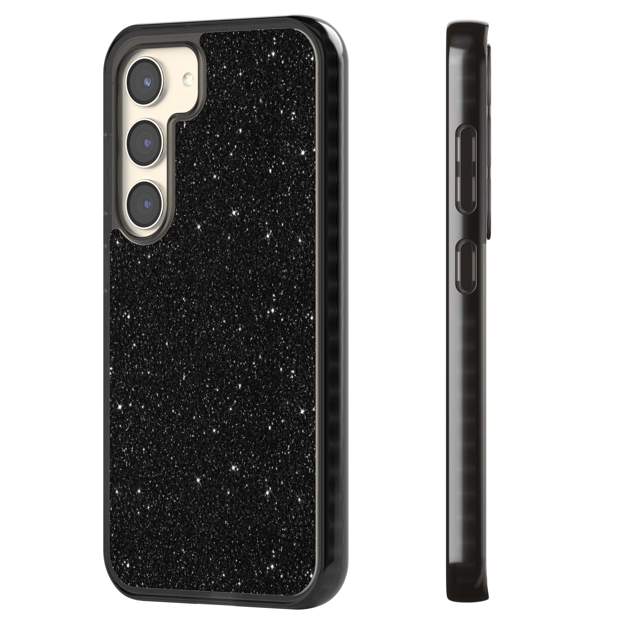 Black Glitter black glitter iPhone case featuring an all-over sparkly shimmer pattern on a jet black base | Black Impact case for Samsung Galaxy S24, Samsung Galaxy S23, Samsung Galaxy S22
