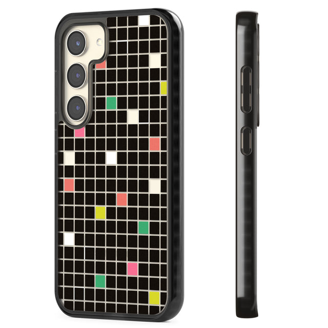 Vibrant Black Geometric Grid Impact Phone Case for Samsung Galaxy S24, Samsung Galaxy S23, Samsung Galaxy S22