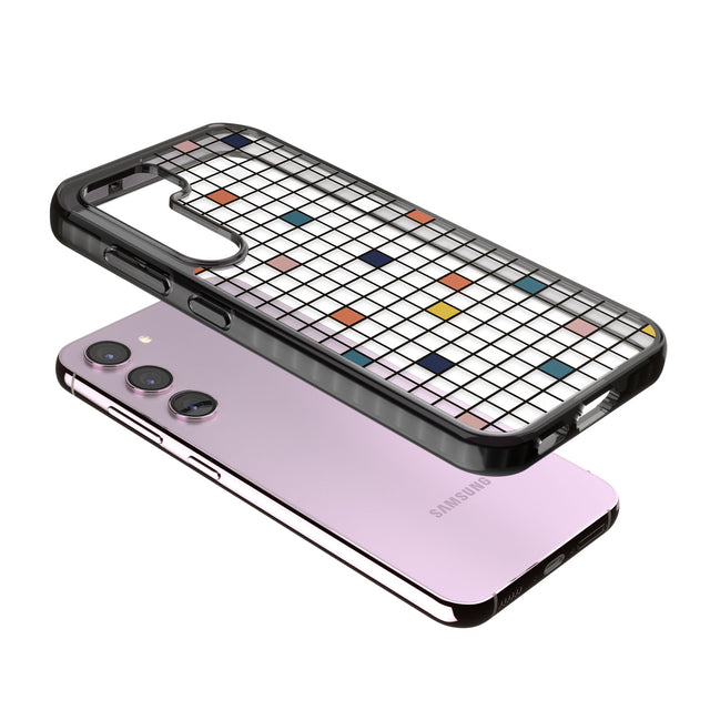 Earthtone Clear Geometric Grid Impact Phone Case for Samsung Galaxy S24, Samsung Galaxy S23, Samsung Galaxy S22