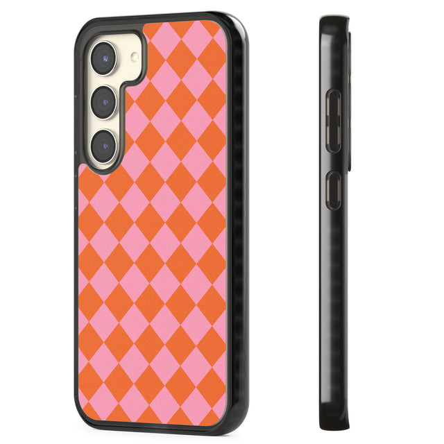 Retro Sunset Diamond Plaid Impact Phone Case for Samsung Galaxy S24, Samsung Galaxy S23, Samsung Galaxy S22