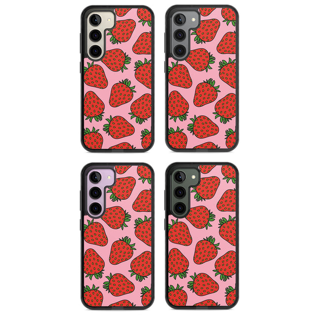 Strawberry Pattern (Pink) Impact Phone Case for Samsung Galaxy S24, Samsung Galaxy S23, Samsung Galaxy S22