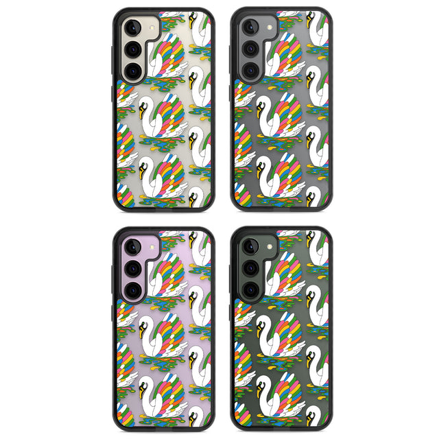 Colourful Swan Pattern Impact Phone Case for Samsung Galaxy S24, Samsung Galaxy S23, Samsung Galaxy S22