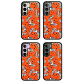 Colourful Crane Pattern (Orange) Impact Phone Case for Samsung Galaxy S24, Samsung Galaxy S23, Samsung Galaxy S22