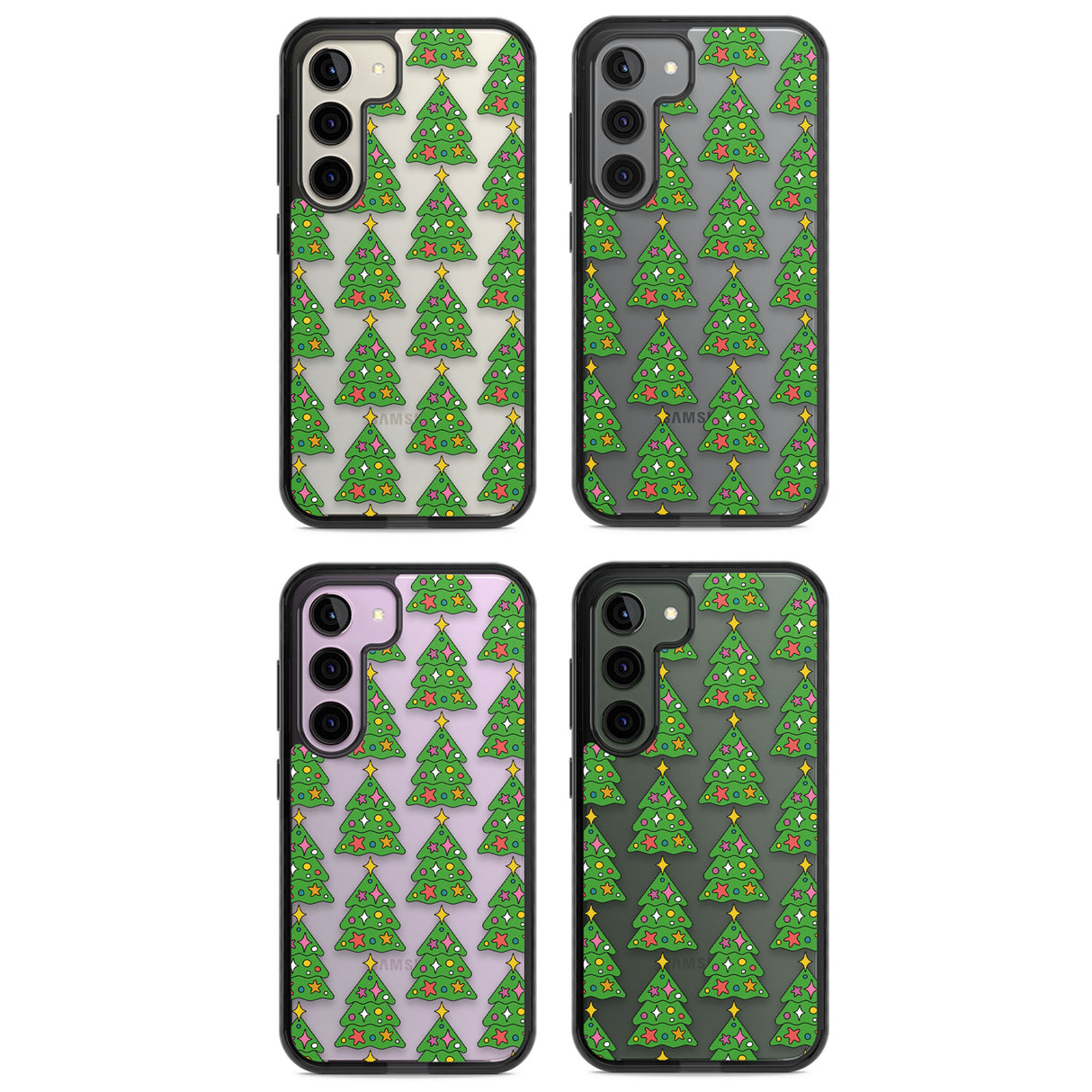 Christmas Tree Pattern (Clear) Impact Phone Case for Samsung Galaxy S24, Samsung Galaxy S23, Samsung Galaxy S22