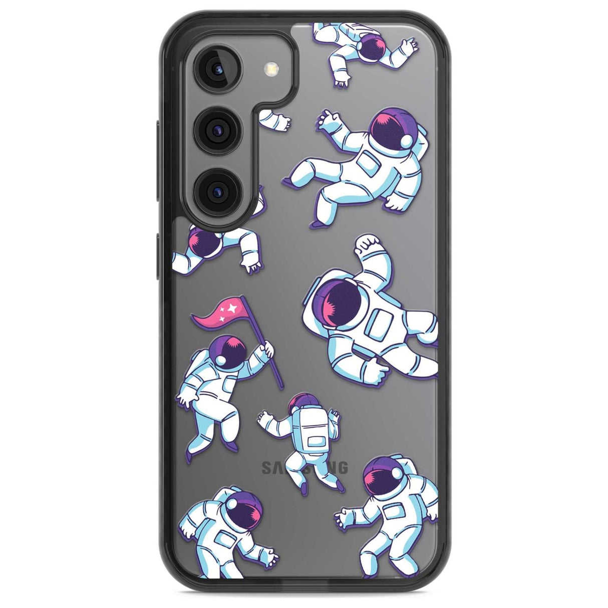 Astronaut Pattern Phone Case Samsung S22 / Black Impact Case,Samsung S23 / Black Impact Case Blanc Space