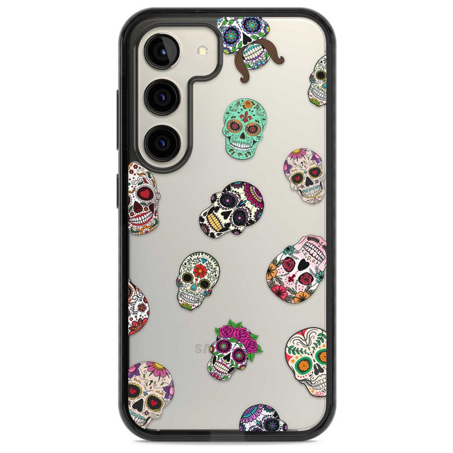 Mixed Sugar Skull Pattern Phone Case Samsung S22 / Black Impact Case,Samsung S23 / Black Impact Case Blanc Space