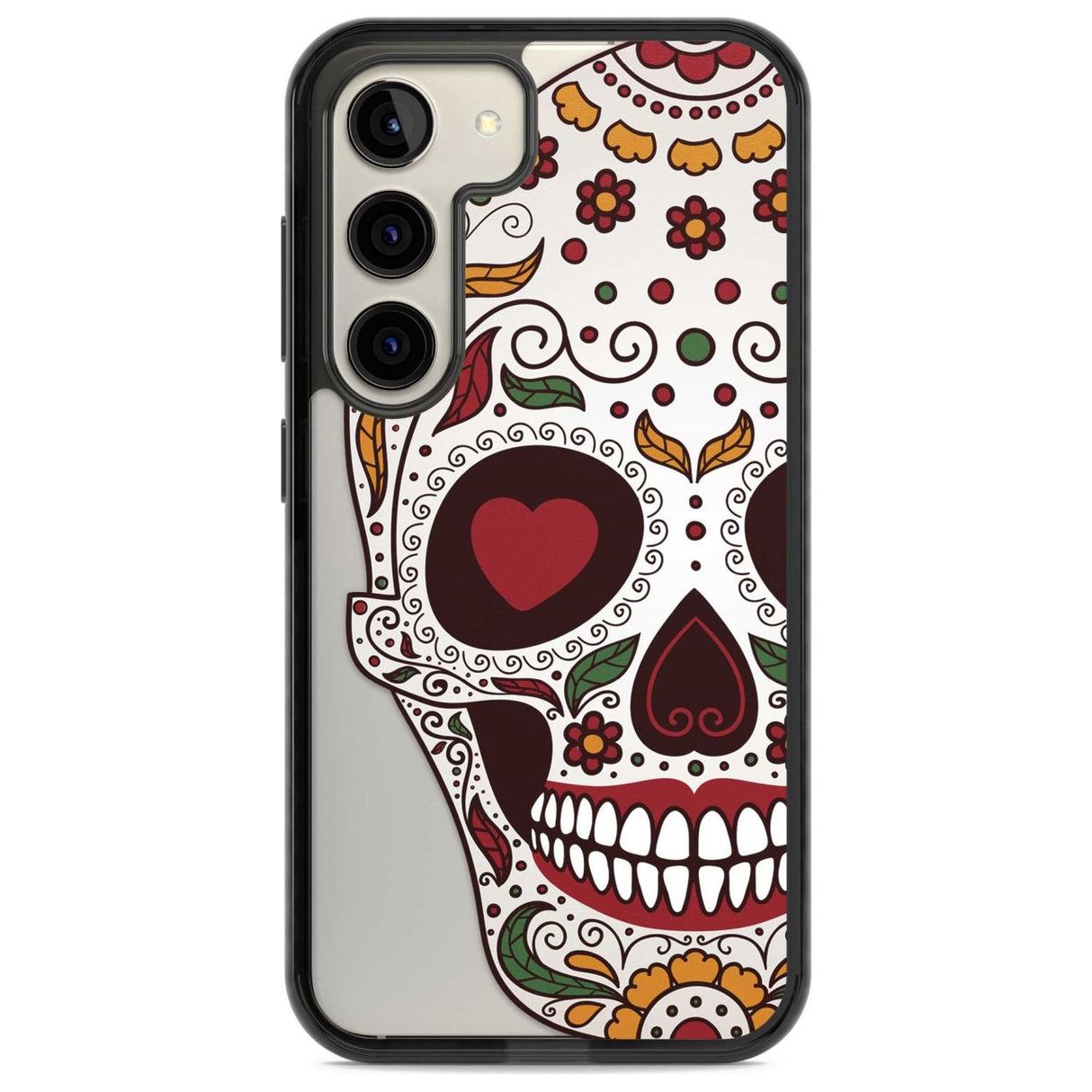 Autumn Sugar Skull Phone Case Samsung S22 / Black Impact Case,Samsung S23 / Black Impact Case Blanc Space