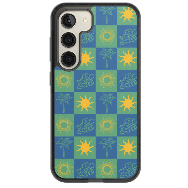 Green & Blue Tropical Checked