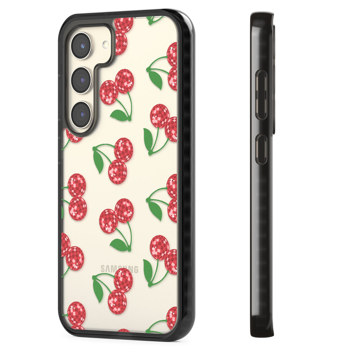 Disco Cherry Pattern Impact Phone Case for Samsung Galaxy S24, Samsung Galaxy S23, Samsung Galaxy S22