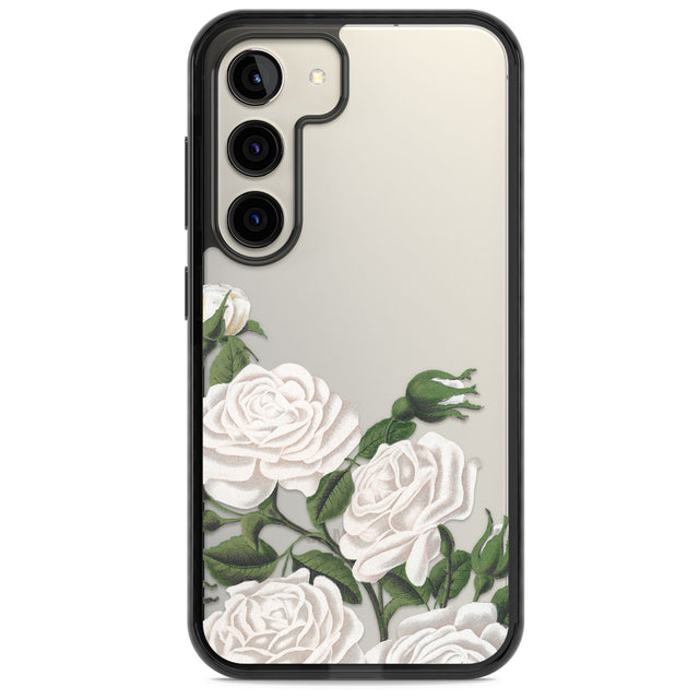 White Vintage Painted Flowers Impact Phone Case for Samsung Galaxy S24, Samsung Galaxy S23, Samsung Galaxy S22