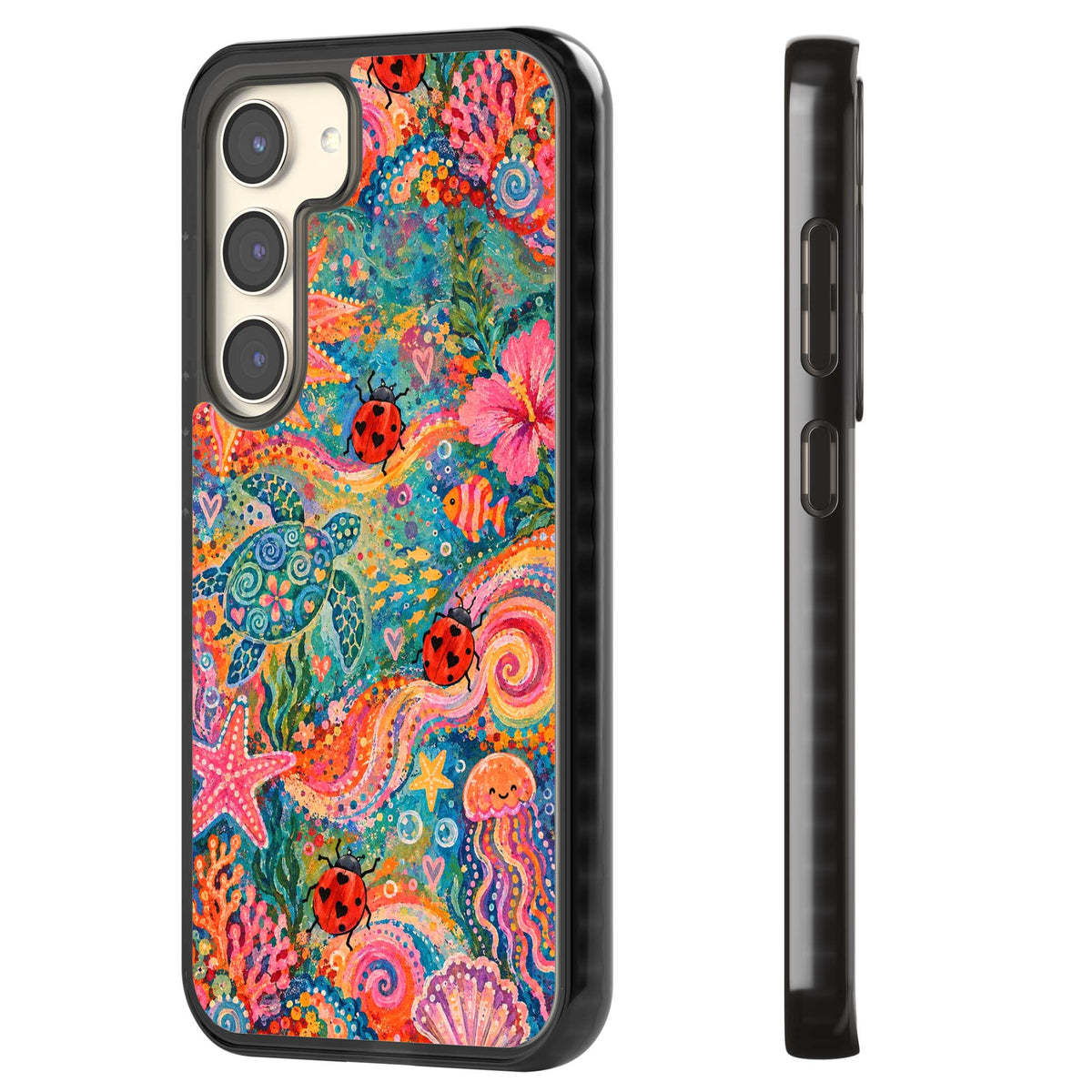 Coral Whimsy for her iPhone case | Black Impact case for Samsung Galaxy S24, Samsung Galaxy S23, Samsung Galaxy S22