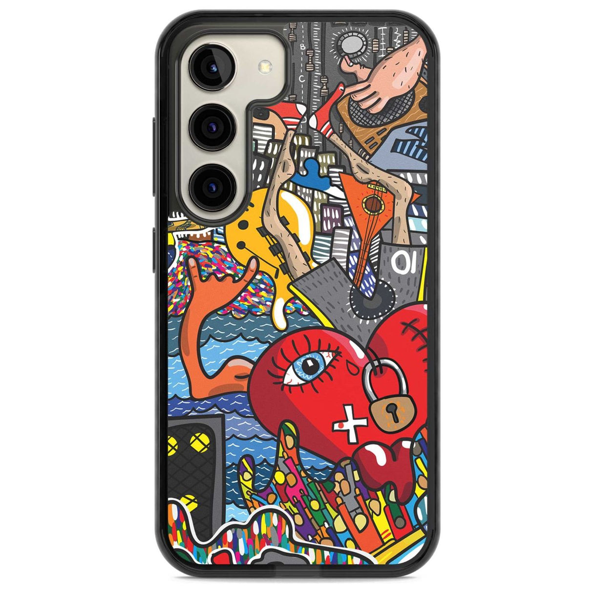 Crowd Tsunami Phone Case Samsung S22 / Black Impact Case,Samsung S23 / Black Impact Case Blanc Space