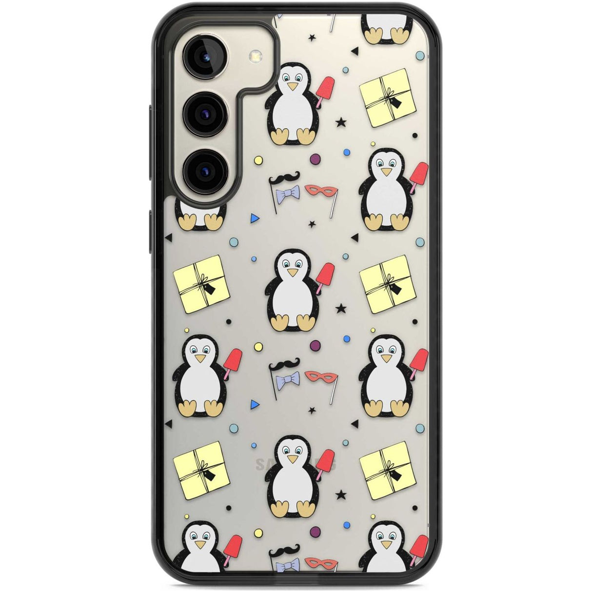 Cute Penguin Pattern Clear Phone Case Samsung S22 Plus / Black Impact Case,Samsung S23 Plus / Black Impact Case Blanc Space