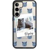 Personalised English Blue Cat Photo Custom Phone Case Samsung S22 Plus / Black Impact Case,Samsung S23 Plus / Black Impact Case Blanc Space