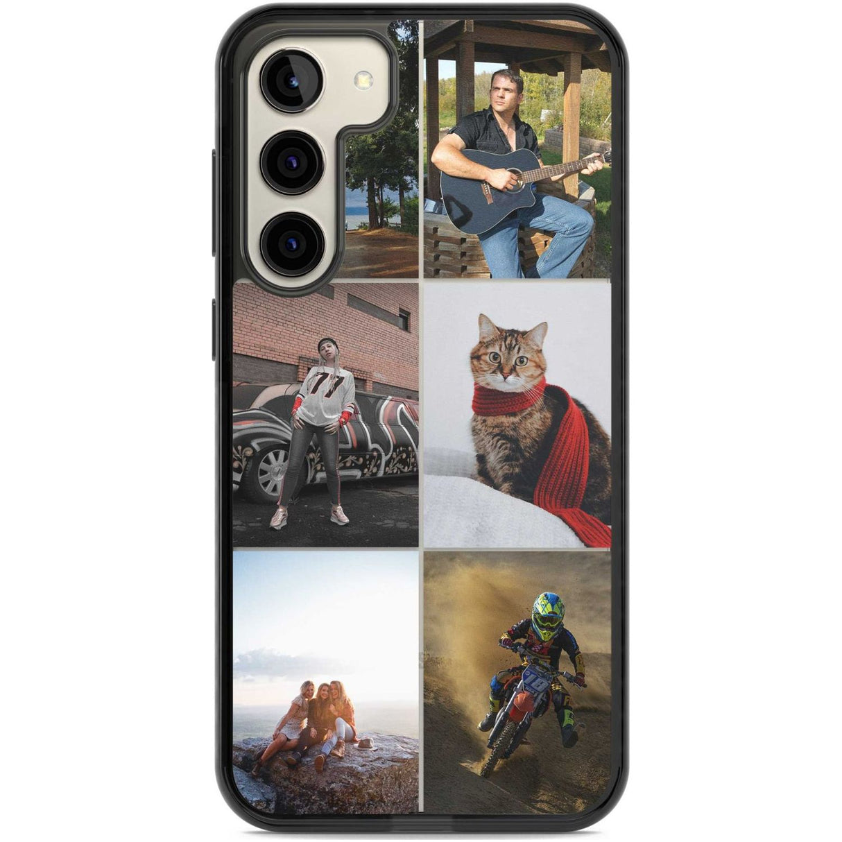 Personalised 6 Photo Grid Custom Phone Case Samsung S22 Plus / Black Impact Case,Samsung S23 Plus / Black Impact Case Blanc Space