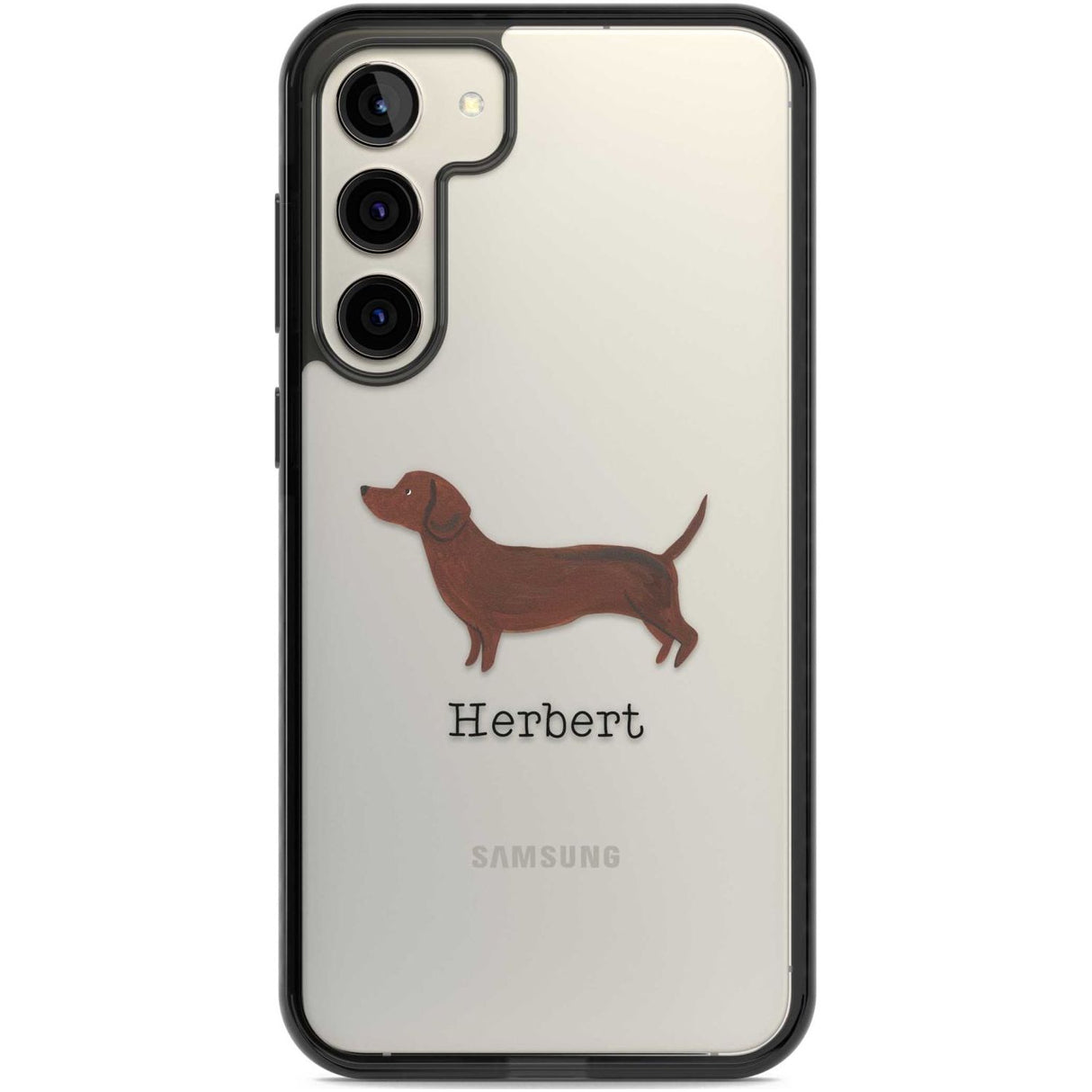 Personalised Hand Painted Sausage Dog Custom Phone Case Samsung S22 Plus / Black Impact Case,Samsung S23 Plus / Black Impact Case Blanc Space