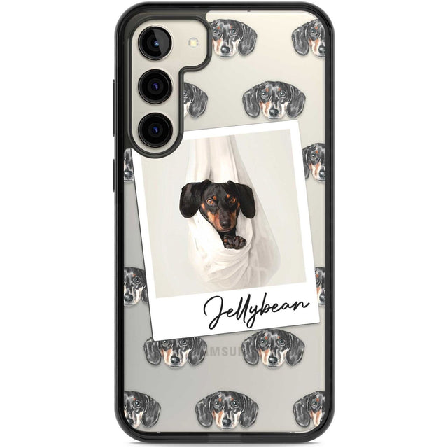 Personalised Dachshund, Black- Dog Photo Custom Phone Case Samsung S22 Plus / Black Impact Case,Samsung S23 Plus / Black Impact Case Blanc Space