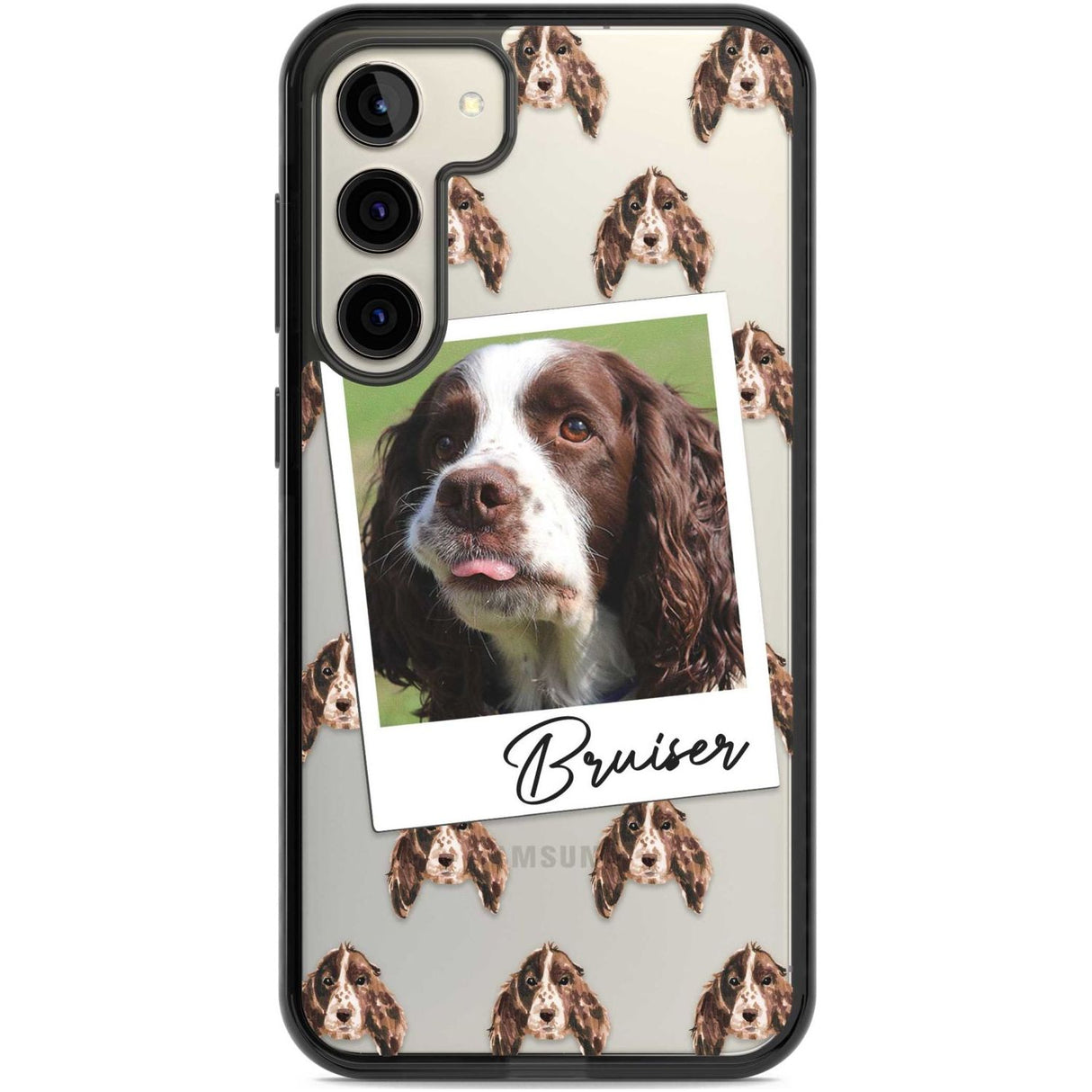 Personalised Springer Spaniel - Dog Photo Custom Phone Case Samsung S22 Plus / Black Impact Case,Samsung S23 Plus / Black Impact Case Blanc Space