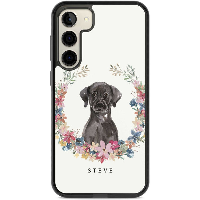 Personalised Black Lab Watercolour Dog Portrait Custom Phone Case Samsung S22 Plus / Black Impact Case,Samsung S23 Plus / Black Impact Case Blanc Space