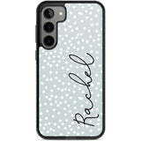 Personalised Vertical Cursive & Dots Custom Phone Case Samsung S22 Plus / Black Impact Case,Samsung S23 Plus / Black Impact Case Blanc Space