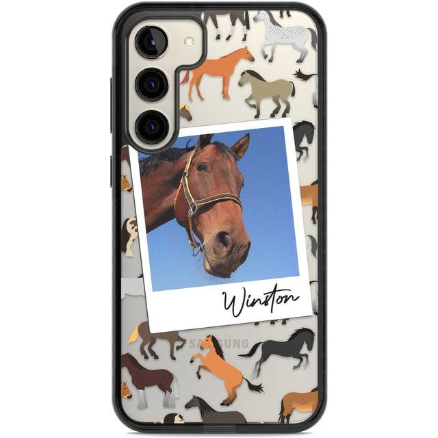 Personalised Horse Polaroid Custom Phone Case Samsung S22 Plus / Black Impact Case,Samsung S23 Plus / Black Impact Case Blanc Space