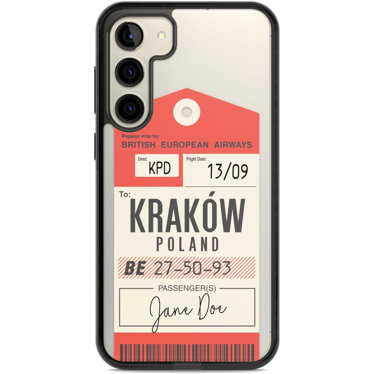 Personalised Vintage BEA Luggage Tag Custom Phone Case Samsung S22 Plus / Black Impact Case,Samsung S23 Plus / Black Impact Case Blanc Space