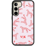 Personalised + Red & Pink Cheetah Custom Phone Case Samsung S22 Plus / Black Impact Case,Samsung S23 Plus / Black Impact Case Blanc Space