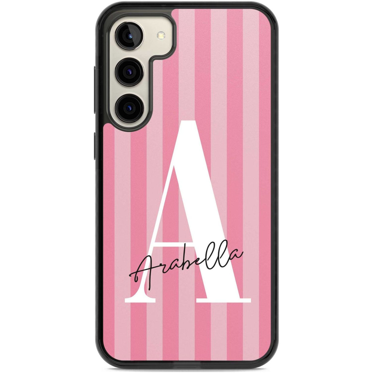 Personalised Pink on Pink Stripes Custom Phone Case Samsung S23 Plus / Black Impact Case,Samsung S22 Plus / Black Impact Case Blanc Space