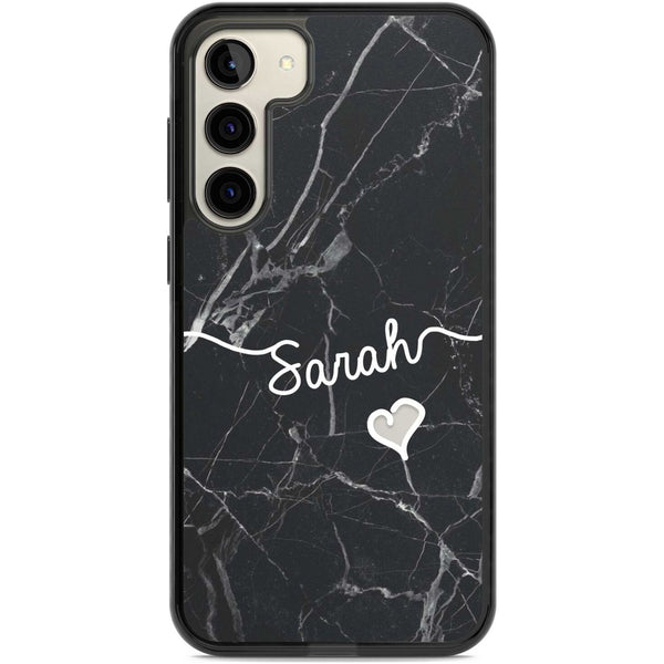 Personalised Black Marble Heart