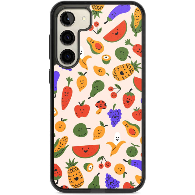 Mixed Kawaii Food Icons - Solid Phone Case Samsung S22 Plus / Black Impact Case,Samsung S23 Plus / Black Impact Case Blanc Space