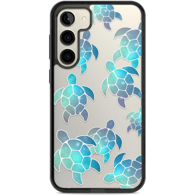 Aqua Space Turtles Phone Case Samsung S22 Plus / Black Impact Case,Samsung S23 Plus / Black Impact Case Blanc Space