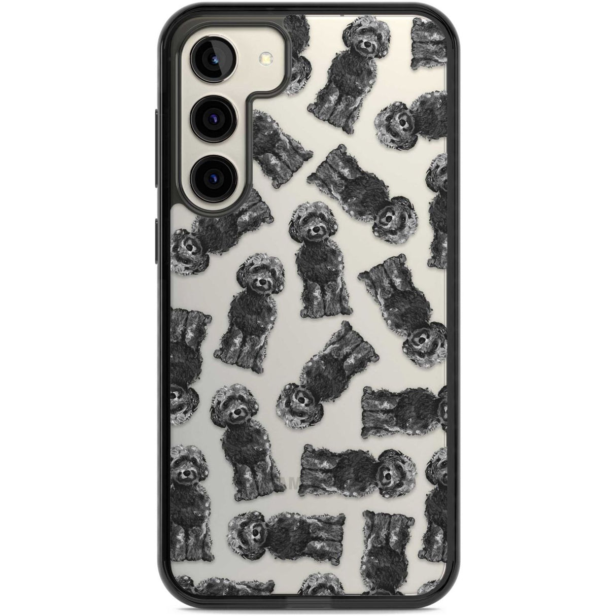 Cockapoo (Black) Watercolour Dog Pattern Phone Case Samsung S22 Plus / Black Impact Case,Samsung S23 Plus / Black Impact Case Blanc Space