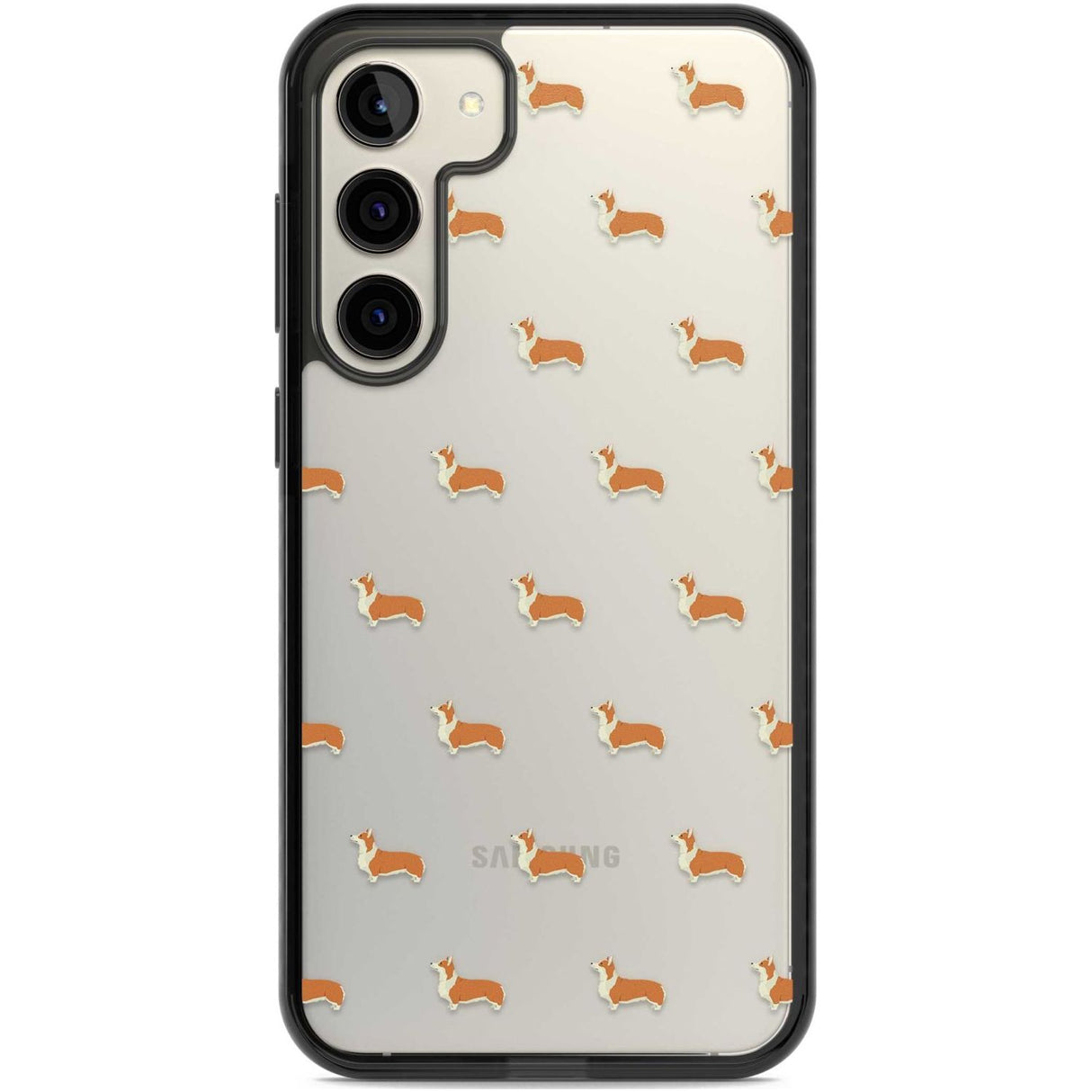 Pembroke Welsh Corgi Dog Pattern Clear Phone Case Samsung S22 Plus / Black Impact Case,Samsung S23 Plus / Black Impact Case Blanc Space