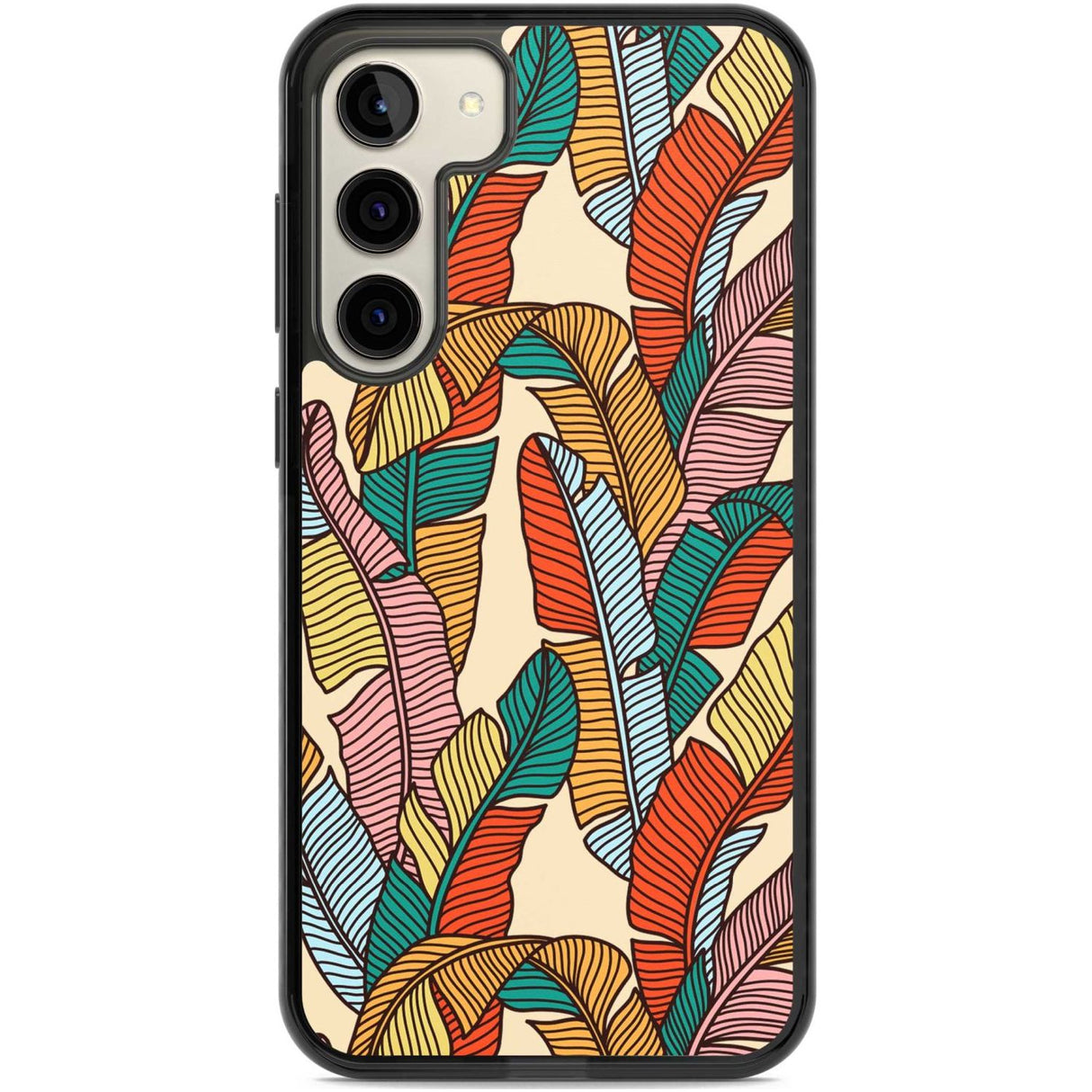 Pastel Palm Leaves Phone Case Samsung S22 Plus / Black Impact Case,Samsung S23 Plus / Black Impact Case Blanc Space