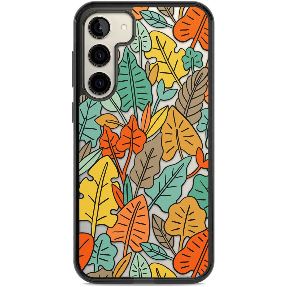 Pastel Toned Autumn Leaves Phone Case Samsung S22 Plus / Black Impact Case,Samsung S23 Plus / Black Impact Case Blanc Space