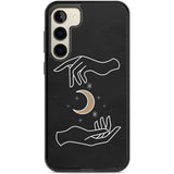 Hands Surrounding Moon Phone Case Samsung S22 Plus / Black Impact Case,Samsung S23 Plus / Black Impact Case Blanc Space