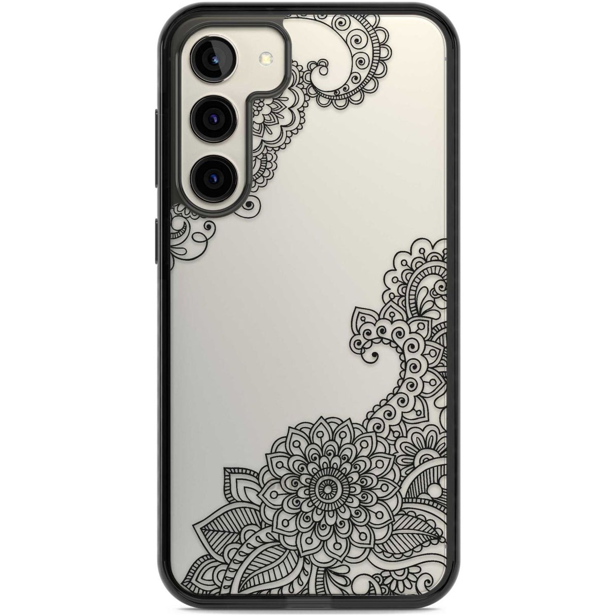 Black Henna Botanicals Phone Case Samsung S22 Plus / Black Impact Case,Samsung S23 Plus / Black Impact Case Blanc Space