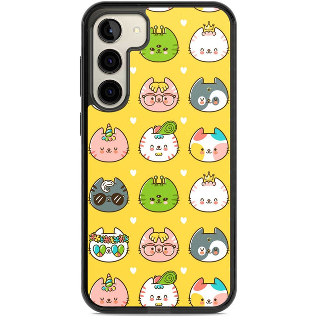 Mythical Cats Kawaii Pattern Phone Case Samsung S22 Plus / Black Impact Case,Samsung S23 Plus / Black Impact Case Blanc Space