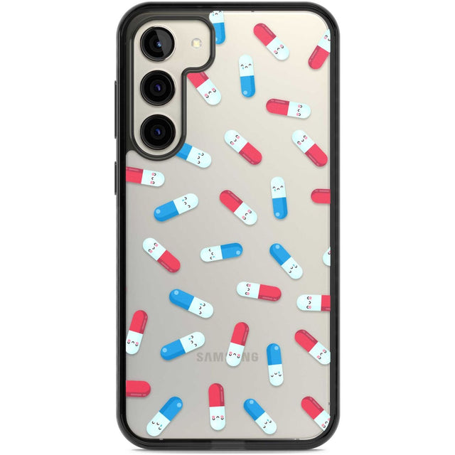 Kawaii Pill Pattern Phone Case Samsung S22 Plus / Black Impact Case,Samsung S23 Plus / Black Impact Case Blanc Space