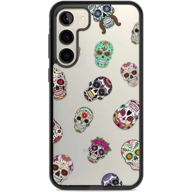 Mixed Sugar Skull Pattern Phone Case Samsung S22 Plus / Black Impact Case,Samsung S23 Plus / Black Impact Case Blanc Space